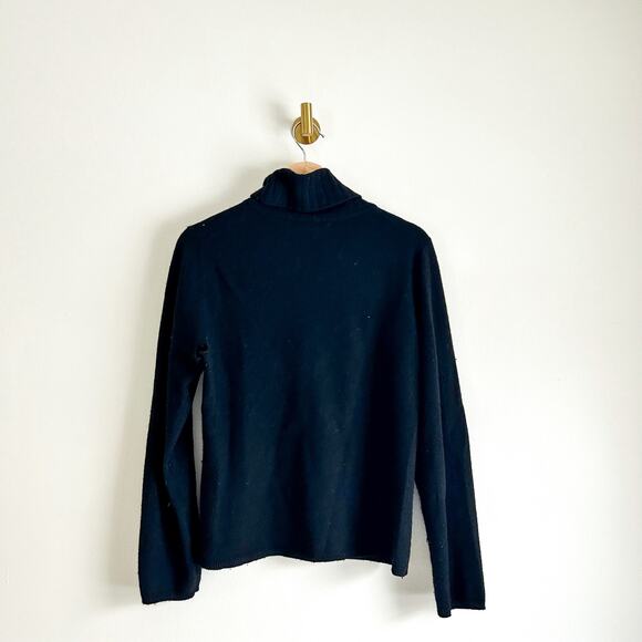 Just Cashmere By Forte Cashmere Knit Turtleneck Pullover Sweater Black L - Picture 1 of 6